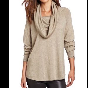 Joie Tan Heathered Cowl Neck Sweater Size Medium